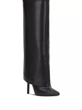 INC International Concepts Black Pointed-Toe Stiletto Knee Boots